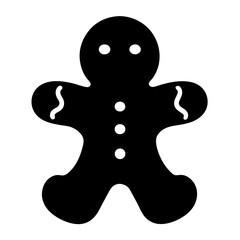 Black silhouette of a gingerbread man with simple decoration and shape