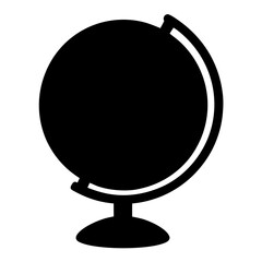 Silhouette of a globe on a stand representing geography and education