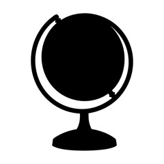 Monochromatic world globe image showcasing geographic representation and cartographic learning