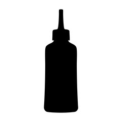 Black silhouette illustration of a bottle with a dispensing nozzle and lid