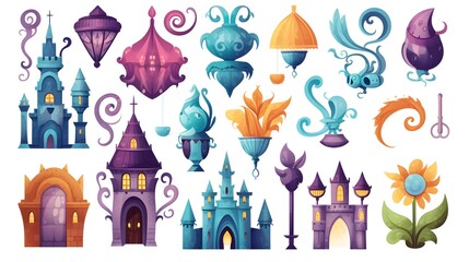 Fantasy Elements Cartoon Vector Illustration for Magical Graphic Designs