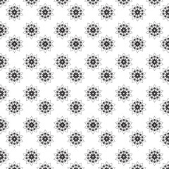 Seamless Black Floral silhouette Ornament Pattern | Elegant Decorative Flower Motif Background | Floral Pattern With Symmetrical Design Elements | Simple illustrations