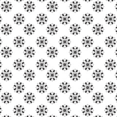 Seamless Black Floral silhouette Ornament Pattern | Elegant Decorative Flower Motif Background | Floral Pattern With Symmetrical Design Elements | Simple illustrations