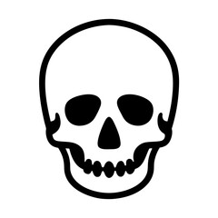 Bold black outline of a human skull on a white background