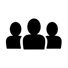 Illustration of three black figures representing a team or group of people