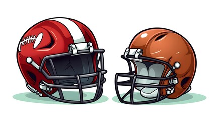 Fototapeta premium Dynamic Football and Helmet on Field Cartoon Vector Illustration for Sports Blogs and Websites