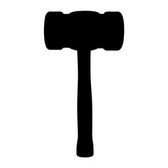 Black silhouette of a mallet style hammer against a white background