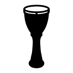 Elegant Black Goblet Silhouette, Antique Chalice with Stem and Rounded Base