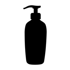 Black silhouette of a lotion or soap dispenser on a white background