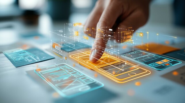 Interactive digital interface with touch controls.