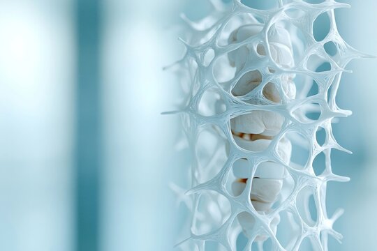 macro image of biomechanical implant in human bone, futuristic biotech 