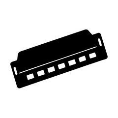 Harmonica musical instrument in black and white minimalist vector illustration art