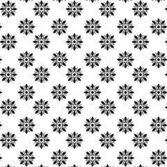 Seamless Black Floral silhouette Ornament Pattern | Elegant Decorative Flower Motif Background | Floral Pattern With Symmetrical Design Elements | Simple illustrations