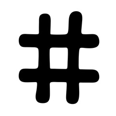 Simple Black and White Hand Drawn Hashtag Illustration on a White Background