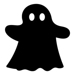 Stylized Halloween ghost silhouette with simple round eyes and flowing design