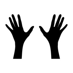 Black Silhouette of Two Hands Reaching Out on a Clean White Background