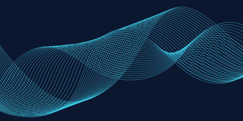 Futuristic over data flowing, particles wave pattern dots. Ideal for Web Design, Digital Art, and Corporate Branding Projects. Modern blue gradient flowing wave lines. Glowing energy waves 