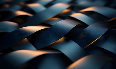 Obraz premium Abstract dark blue woven texture with warm light highlights.