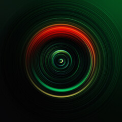 Colorful radial motion effect. Abstract rounded background. Color curves and sphere.