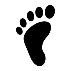 Monochrome image displaying a simplified left foot silhouette with five toes
