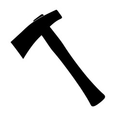 A black silhouette of a fire axe with a handle and blade