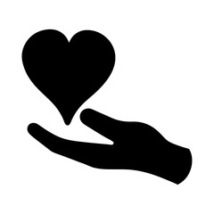 Illustration of a hand gently offering or holding a heart shape