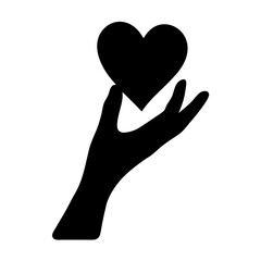 Symbolic hand holding a heart, representing love, care, and compassion concept
