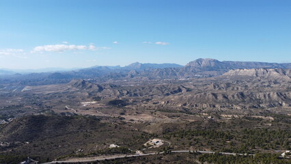 Mountain landscapes with clear blue skies on a sunny day
