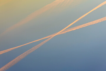 Beautiful patterns in the sky left by a passing airplane