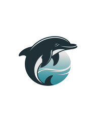 Jumping Dolphin Logo Design &ndash; Ocean Wildlife Vector Icon.