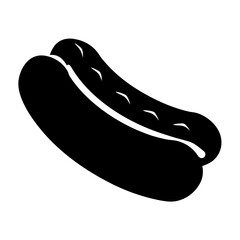 Stylized black and white hot dog illustration on a solid background