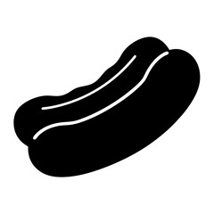 Stylized black and white hot dog illustration with bright white background