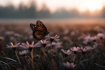Riga, Latvia 2025-04-25 A butterfly sitting on top of a flower in a field