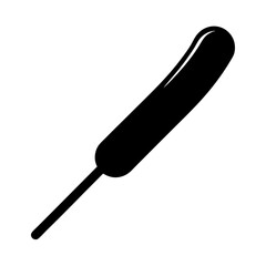 Stylized illustration of a black corn dog isolated on a white background