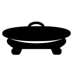 Simple Black and White Illustration of a Brazier Style Charcoal Grill