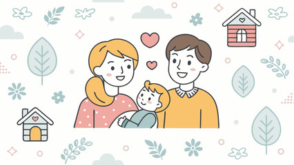 Seamless pattern featuring a collection of family-themed icons, ideal for various design projects.