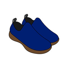 Pair of shoe vector drawing line art and colored