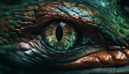 Obraz premium Snake eye green wildlife nature photography. Open eye carnivore fur.