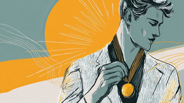 Distinguished Businessman Wearing Medal