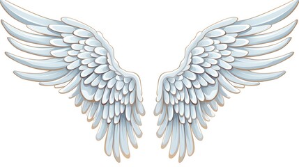 Fototapeta premium Graceful angel wings cartoon vector for spiritual illustrations on white background