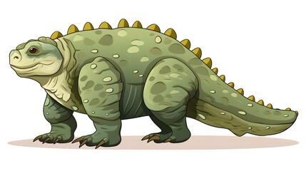 Obraz premium Ankylosaurus Cartoon Vector Illustration - Detailed White Background