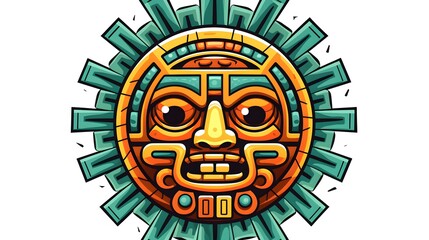 Aztec Symbol Design Cartoon Vector Illustration Isolated Background