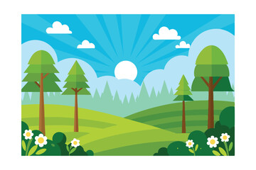 Fototapeta premium summer landscape with trees