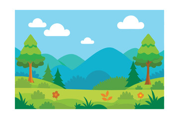 Naklejka premium landscape with mountains and trees