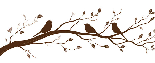 Birds silhouettes set on a branch Vector