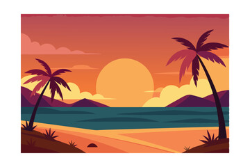 vector illustration of a tropical beach