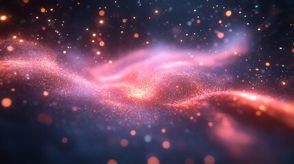 Fototapeta premium A swirling cosmic nebula of vibrant pink and orange light.