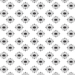 Seamless Black Floral silhouette Ornament Pattern | Elegant Decorative Flower Motif Background | Floral Pattern With Symmetrical Design Elements | Simple illustrations