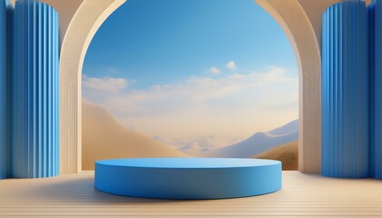 Fototapeta premium Podium 3d showcase minimal scene with geometric platform