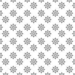 Seamless Black Floral silhouette Ornament Pattern | Elegant Decorative Flower Motif Background | Floral Pattern With Symmetrical Design Elements | Simple illustrations